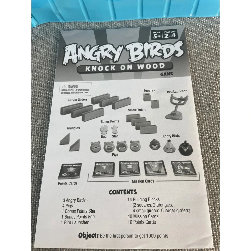 Angry Birds Knock On Wood Board Game Mattel 2011 Complete Catapult Kids Toy
